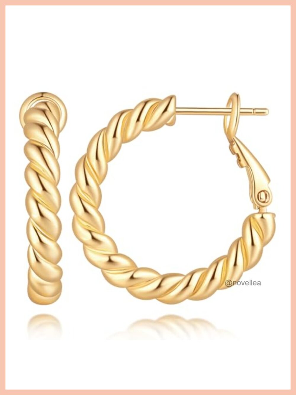 14k Gold Plated Twisted Hoop Earrings for Women Retro Rope Design